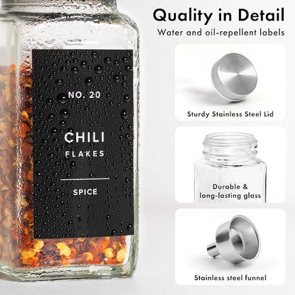 Glass Spice Jars with Labels and Steel Lids Spice Containers with 240 Label - Image 8