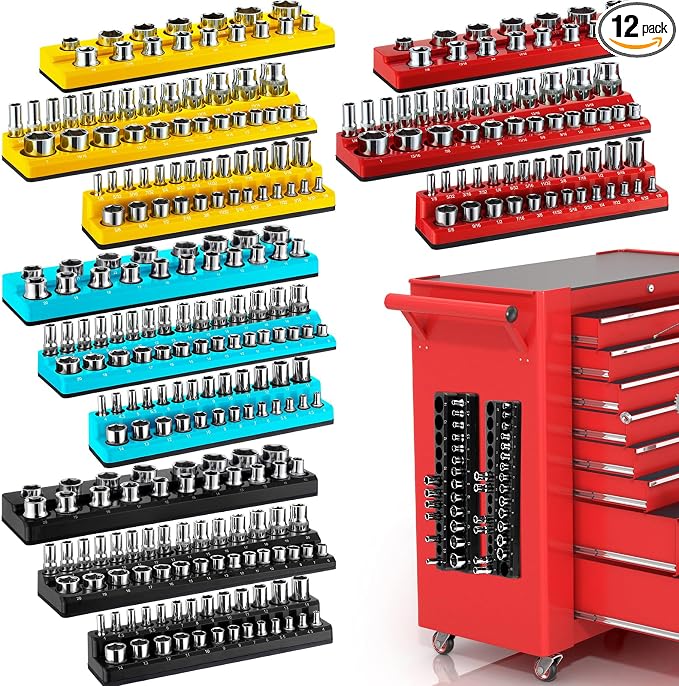 12 Pcs Magnetic Socket Organizer Set Compatible by Datanly