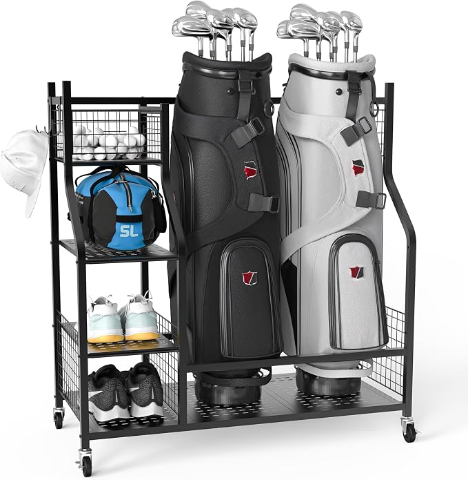 PLKOW Golf Bag Storage Garage Organizer, Extra Large Size Golf Bag Storage by PLKOW