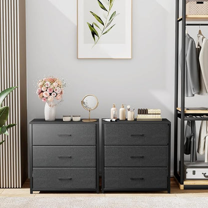 Nightstand with 3 Drawers for Bedroom, Storage Dresser with Fabric Drawers and - Image 9