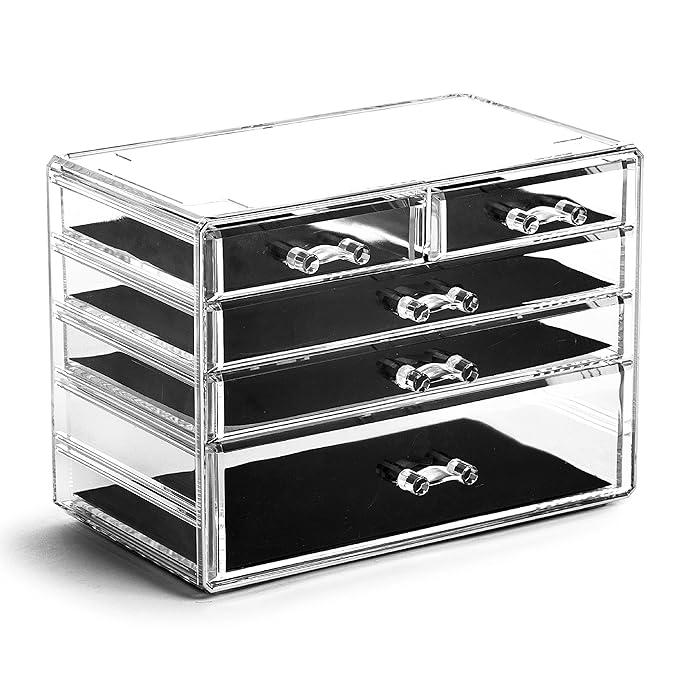 BINO THE MANHATTAN SERIES Acrylic Makeup Drawer Organizer-3 Large 2 Small by BINO