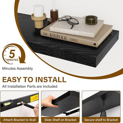 Fun Memories 40 Inch Floating Shelves Set of 2, 8 Inch Deep Wall Shelf - Image 7