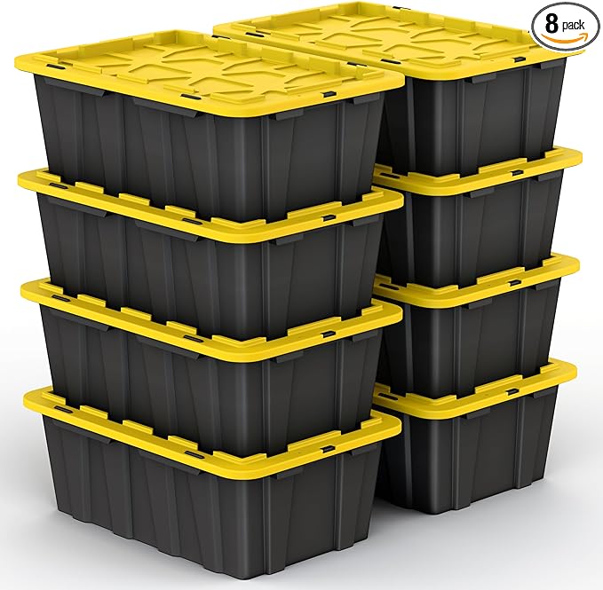 Lifetime Home 8 PACK of Medium 12 Gallon Plastic Storage Bin Tote Organizing by BestSellingProducts