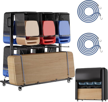 Folding Chair Rack, Heavy-Duty Chair Cart by SoyweyDirect