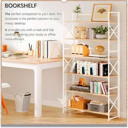 4NM Extra Wide 6 Tiers No Assembly Book Shelves, 61.8" H Folding Bookshelf - Image 3