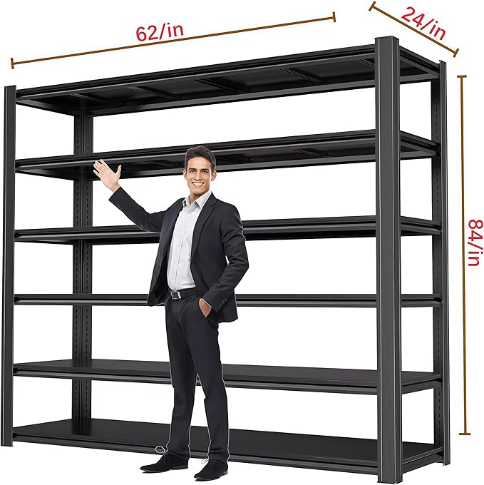 84“H 6T Garage Shelving Heavy Duty Storage Shelves 3500 LBS Adjustable Metal - Image 3