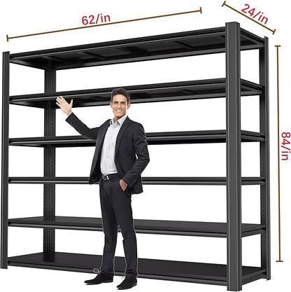84“H 6T Garage Shelving Heavy Duty Storage Shelves 3500 LBS Adjustable Metal - Image 3