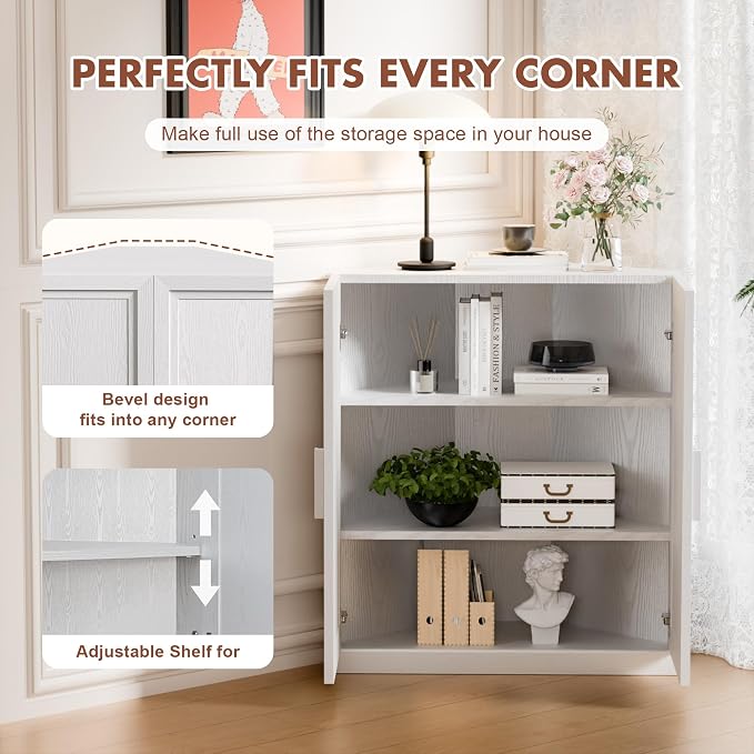 Casaphoria Farmhouse Corner Cabinet, Wooden Corner Storage Cabinet - Image 6