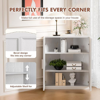 Casaphoria Farmhouse Corner Cabinet, Wooden Corner Storage Cabinet - Image 6
