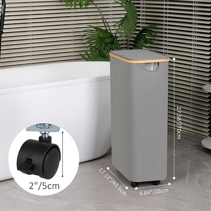75L Slim Laundry Hamper with Wheels, Clothes Hamper - Image 2