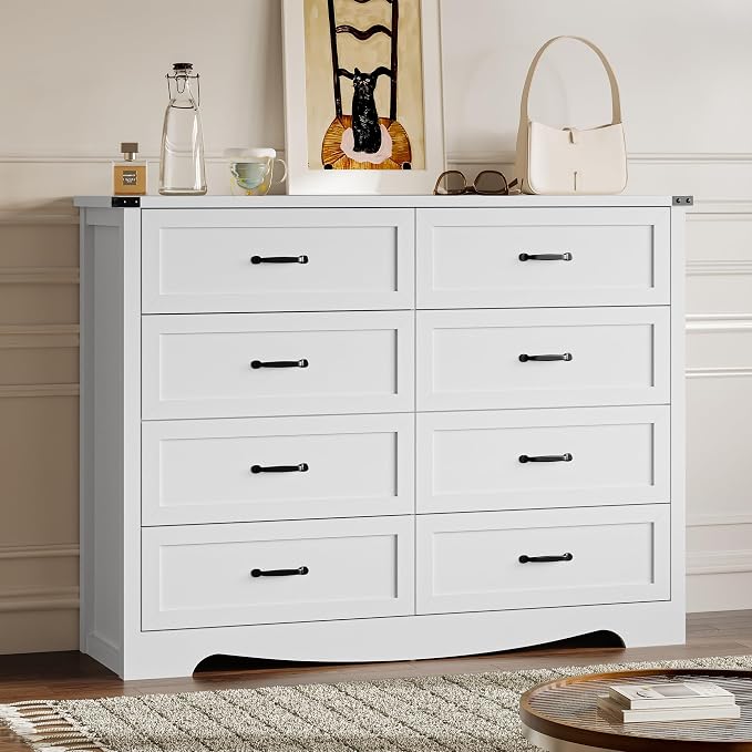 8-Drawer Dresser for Bedroom, Modern Wooden Chest of Drawers by BORNOON