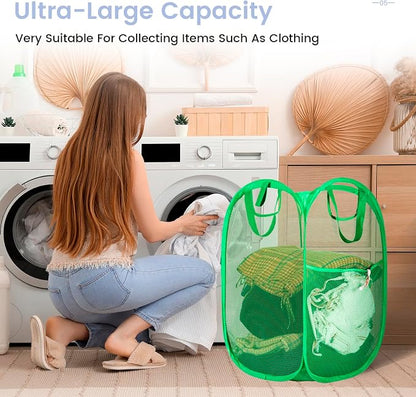 HOUSE AGAIN 2 Pcs Pop Up Laundry Hamper, Strong Mesh Laundry Baskets Collapsible - Image 2