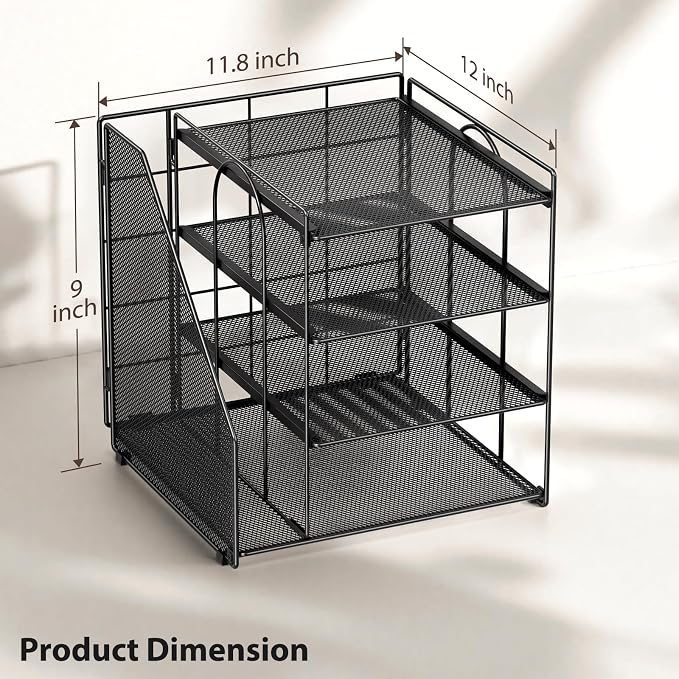 Desk Organizer, 4-Tier Metal Paper Organizer - Image 6