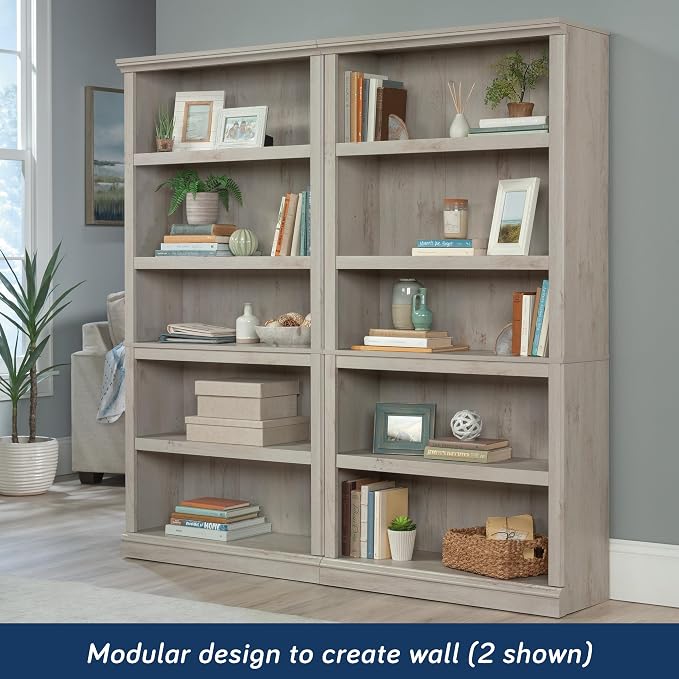 Sauder 5 Tier Book Shelf Wooden Bookcase Multipurpose Bookshelf - Image 4