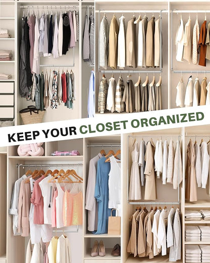 Hanging Closet Rod, 2 Pack Adjustable Height & Width Closet Rods - Image 7
