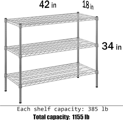 18" Deep x 42" Wide x 34" Height Wire Shelving Kit | 3-Tier | NSF Commercial - Image 3