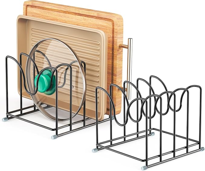 Pot Lid Organizer Rack, 1.6in Wide Cutting Board Organizer by PLUVON