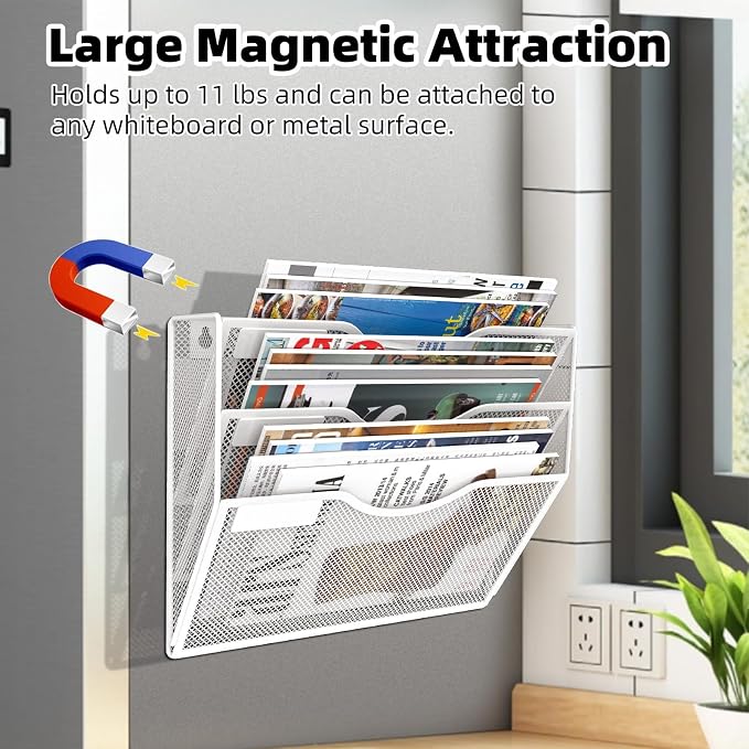 3-Tier Magnetic File Holder, No Drilling Installation File Cabinet Organizer - Image 2