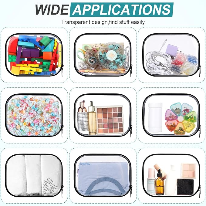 Sanwuta 6 Pcs Clear Hard Zipper Case Hard Plastic Zipper Pouches Transparent - Image 6