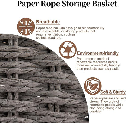 OIAHOMY Toilet Paper Baskets Handmade Paper Rope Decorative Wicker Storage Tank - Image 4