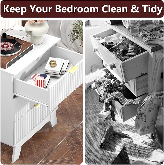 Fluted Dresser for Bedroom, 3 Drawer Dresser for Closet, Storage Cabinet and - Image 8