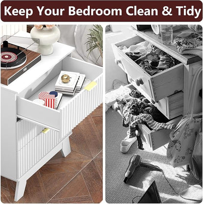 Fluted Dresser for Bedroom, 3 Drawer Dresser for Closet, Storage Cabinet and - Image 8
