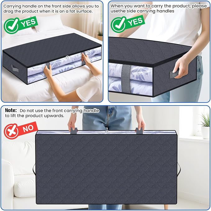 Under Bed Storage Containers, 2 Pack Blanket Storage Bags, Collapsible Storage - Image 5