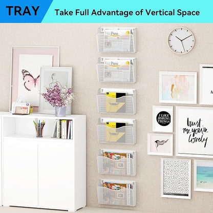6 Single Pocket Wall File Holder, Mesh Hanging File Folder Paper Organizer - Image 7