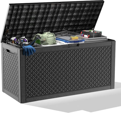 100 Gallon Resin Deck Box, Lockable Outdoor Storage Box by OutdoorLivingPerfected