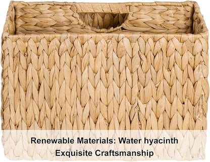 StorageWorks Hand-Woven Divided Magazine Basket, Rattan Magazine Holder - Image 4