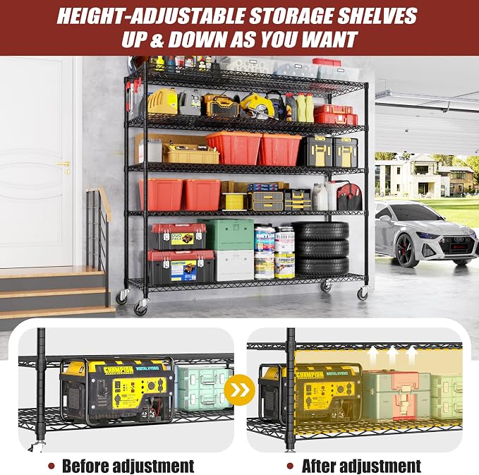 PrimeZone 5 Tier 80.7" Hx55.5 Wx24 D Wire Shelving - Image 4