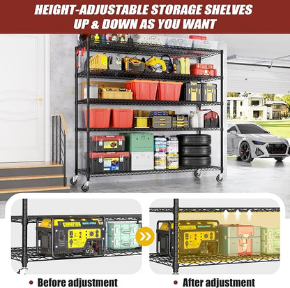 PrimeZone 5 Tier 80.7"H x 55.5"W x 24"D Wire Shelving - Image 8
