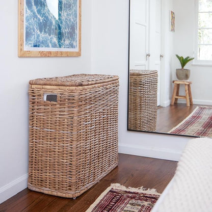 The Basket Lady 3-Compartment Wicker Laundry Sorter Hamper, 30 in L x 15 in W x - Image 6