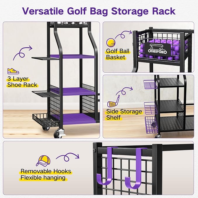 Golf Bag Storage Garage Organizer, Golf Bag Storage Stand and Other Golfing - Image 7