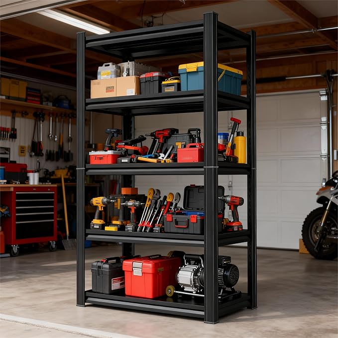 Storage Shelves, Garage Metal Shelving Unit, Adjustable, Double-Layer Column - Image 2