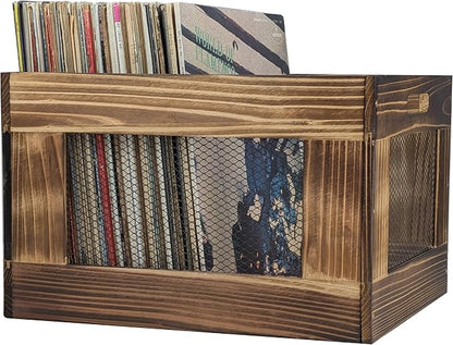 ARTAWEIN Vinyl Record Storage Crate, Wooden Record Holder - Image 8