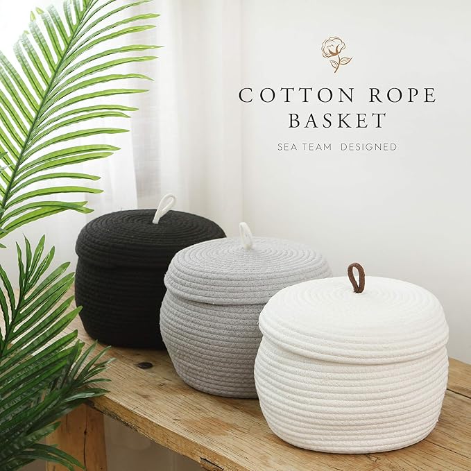 Sea Team Round Cotton Rope Storage Basket - Image 3