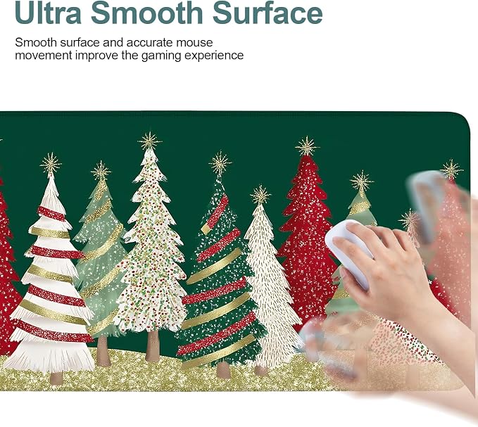Christmas Tree - Green Gaming Mouse Pad 35.4"x15.7"Desk Mat Anti-Slip Rubber - Image 5