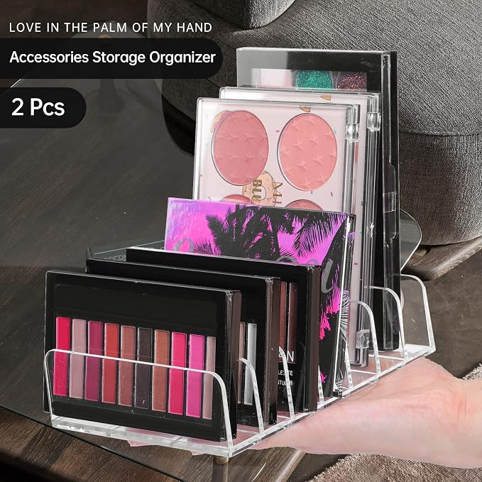 2Pcs Makeup Pallet Organizer, Acrylic Eyeshadow Palette Makeup Organizer - Image 2
