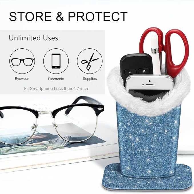 Fintie Plush Lined Eyeglasses Holder, Glasses Stand Case, Anti-scratch Glasses - Image 3