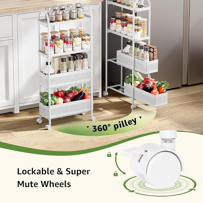 KINGRACK 4-Tier Slim Storage Cart - Image 4