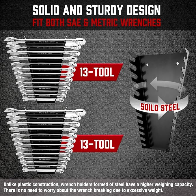 ALOANES 26-Slot Metal Wrench Organizer, Heavy Duty Wrench Organizer Tray - Image 3