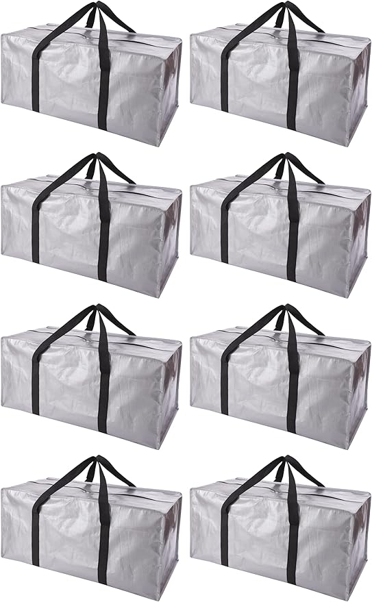 Extra Large Moving Bags with Zippers & Carrying Handles, Heavy-Duty Storage Tote by PANDA+JOYS