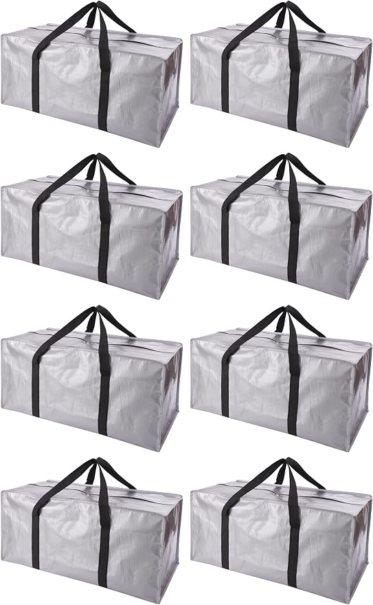 Extra Large Moving Bags with Zippers & Carrying Handles, Heavy-Duty Storage Tote by PANDA+JOYS