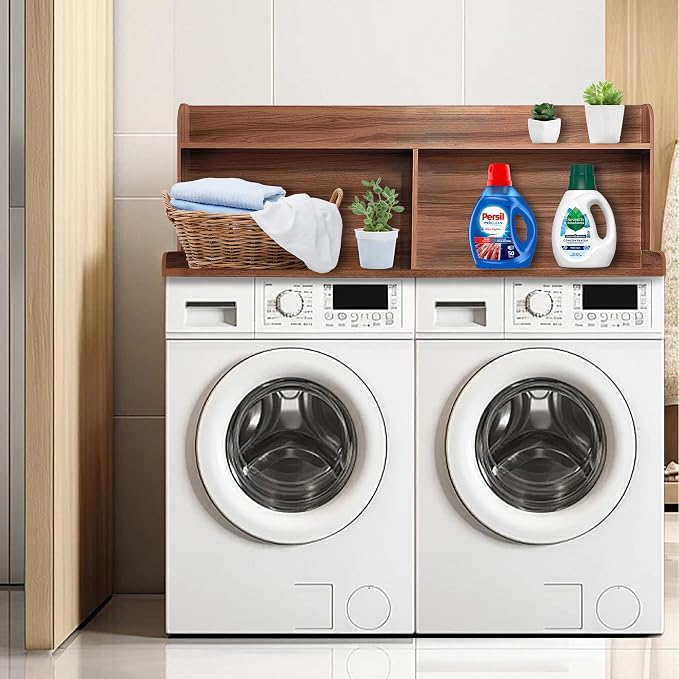 Royxen 2-Tier Washer Dryer Countertop, 19.5" H Wood Washer and Dryer Topper - Image 2