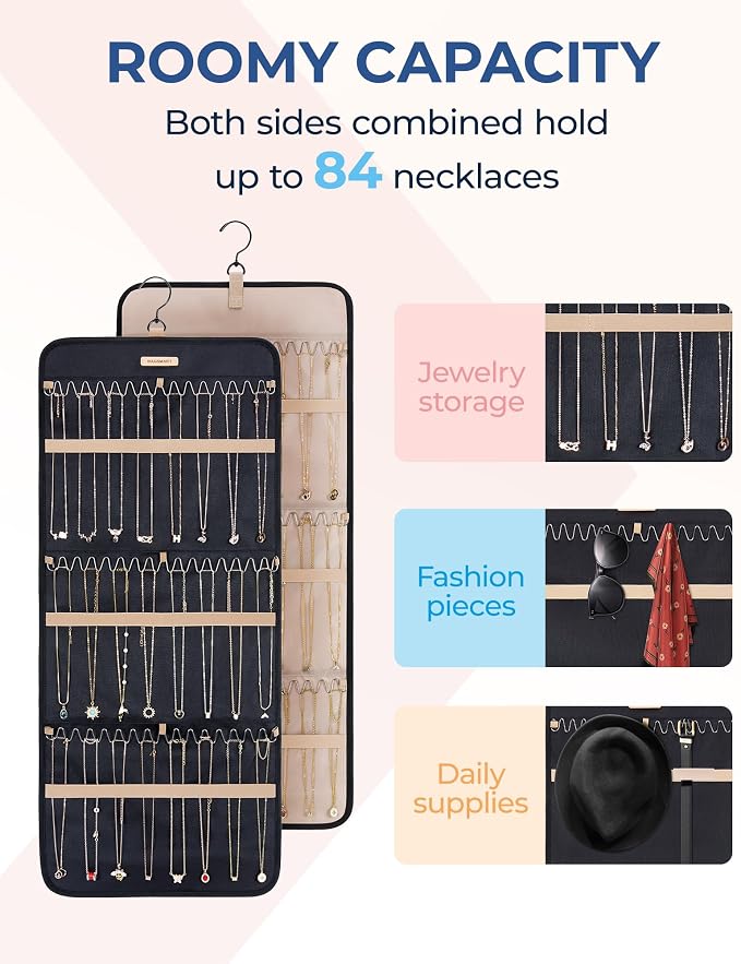 BAGSMART Hanging Necklaces Organizer Jewelry Holder Storage Roll - Image 4