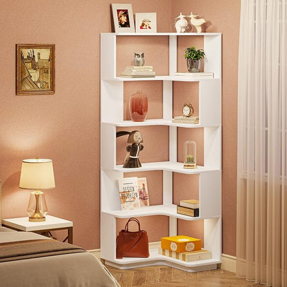 Tribesigns 6-Tier Corner Bookshelf, 64.9 Inches Tall Corner Book Shelf - Image 4