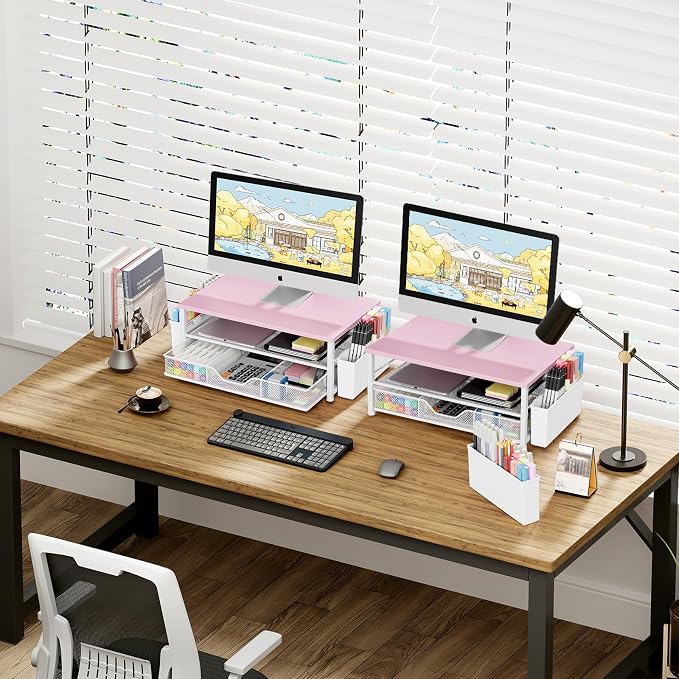 OPNICE Desk Organizers and Accessories, 2-Tier Computer Monitor Stand Riser - Image 4