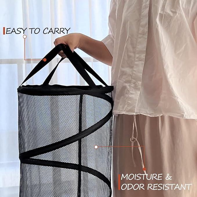 BATTOO 2 Pack Black X-Large Collapsible Laundry Basket Foldable Mesh Pop Up - Image 7