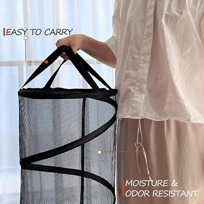 BATTOO 2 Pack Black X-Large Collapsible Laundry Basket Foldable Mesh Pop Up - Image 7